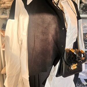 Black and White asymmetric oversized blouse